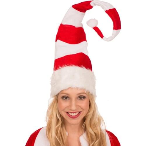 New Fashion Women Men Unisex Long Santa Hats Christmas Striped Plush Santa Hat Party Favors Novelty Holiday Fedoras