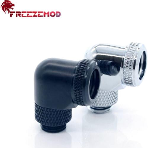 FREEZEMOD Female-Male 14mm Tube 90 Degree Brass Thread 360 Rotary Fitting Adapter G1/4 Elbow Thread Water Cooler Fitting Modding