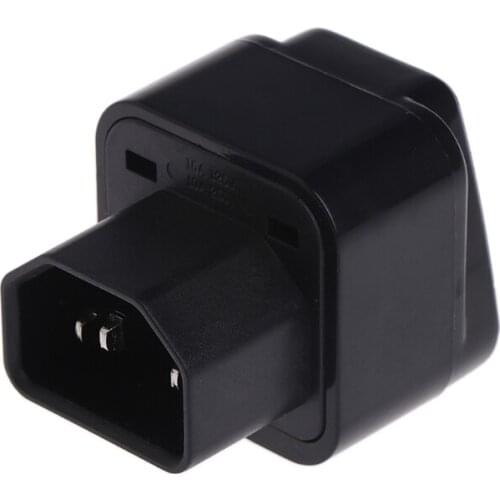 IEC 320 C14 To Universal Female Power Adapter AC Power Plug Connector Black