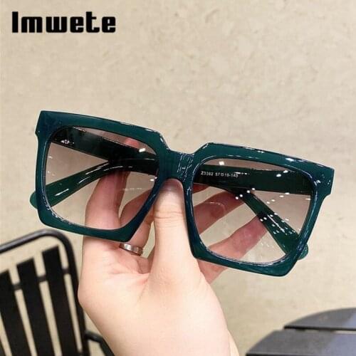 Imwete Vintage Sunglasses Womens Sun Glasses Oversize Square Spectacle Men Retro Trend Shades Eyewear