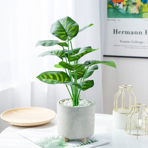 12 Head Artificial Green Plants, Peacock Leaf Spotted Insects, Nordic Style Home Decoration Ornaments, Fake Flowers