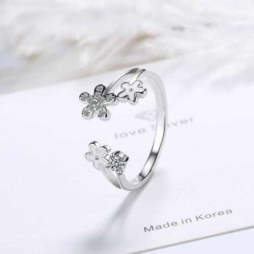 925 Silver Ring Small Flower Open Ring Ins Style Daisy Ring For Girl Jewelry Gift