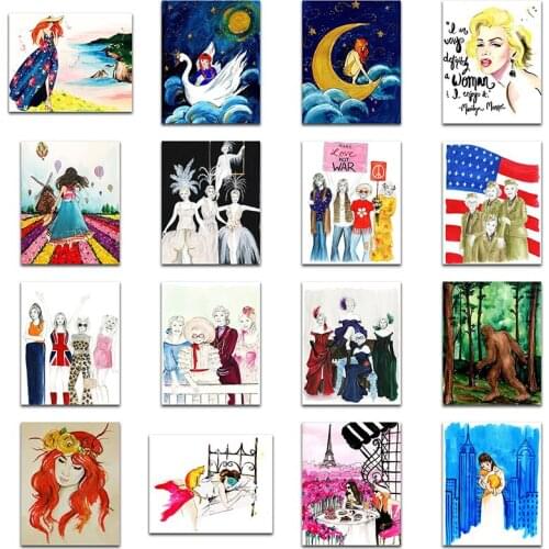 Round Diamond embroidery Cartoon beauty Full Square Diamond painting Cross stitch girl lady DIY 3D Diamond mosaic colorful swan