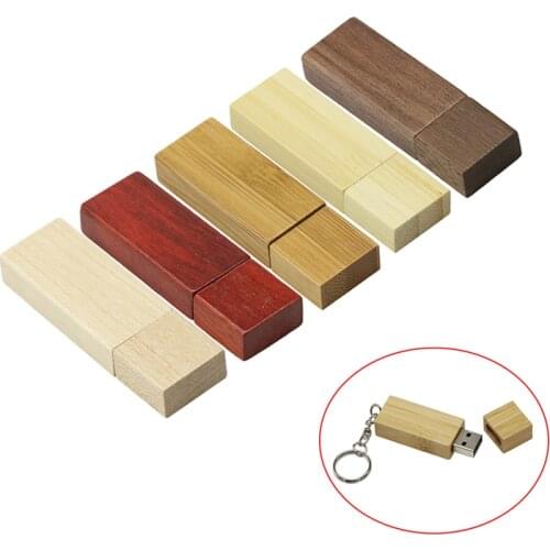 Hot Selling Rectangle Wooden U Disk USB 2.0 Flash Drive 32GB 64GB 4GB 16GB 8GB 256GB Mini Memory Stick Pen drive