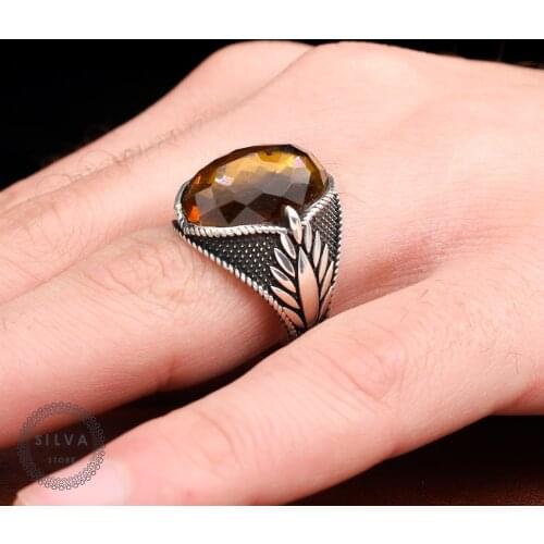 Original Sterling 925 Silver Mens ring With Zircon Stone . Mens Jewelry All Sizes Are Available