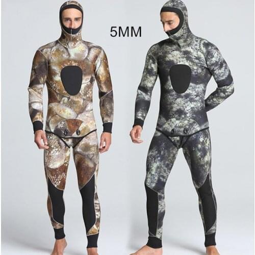 Men 5MM Neoprene Scuba Winter Warm Diving Suit Plus Size Surfing Front Zipper Snorkeling Spearfishing Hooded WetSuit Jumpsuit