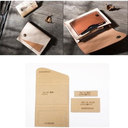 1set DIY Leather Handmade Craft women handbag wallet Purse Sewing Pattern Hard Kraft paper Stencil Template 120x80mm