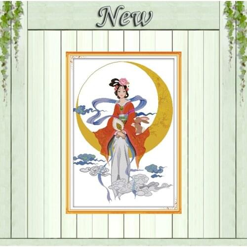 Chang'e Flying to the Moon painting home decor counted print on canvas DMC 11CT 14CT Cross Stitch kits embroidery needlework Set