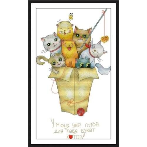 Joy Sunday Cat photo cute kitten cross stitch kit counted pattern Printed Chinese embroidery needlework decoration for home gift