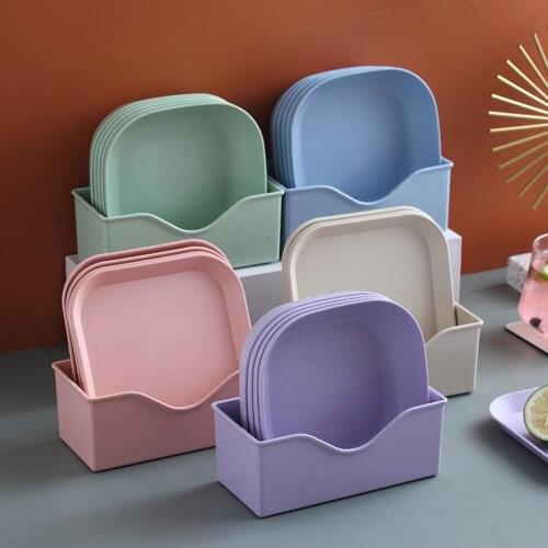 Macaron Color Wheat Straw Fiber Cutlery Set Healthy Ramen Salad Bowl Dessert Dinner Plate Tableware Kitchen Supplies Accessories