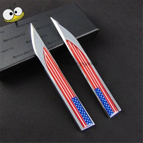 2Pcs USA Flag Decal Emblems Auto Fender Door Side Stickers Protection For Chevrolet Ford Mustang Mitsubishi Lancer Honda Toyota