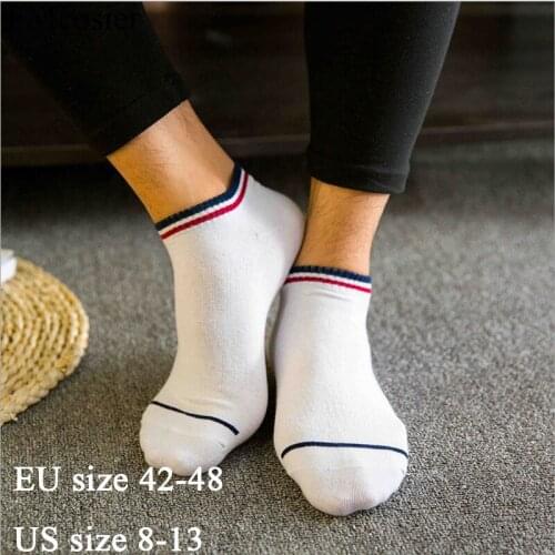 10 Pairs Summer Plus Size Cotton Mens Socks Big Large Short Ankle Stripes Dress White Black Socken Calcetines Invisibles ombre