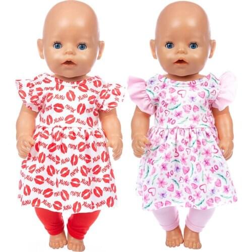 2020 New dress+trousers Doll clothes Fit For 43cm/17inch baby Doll Reborn Babies Clothes And 17inch Doll Accessories