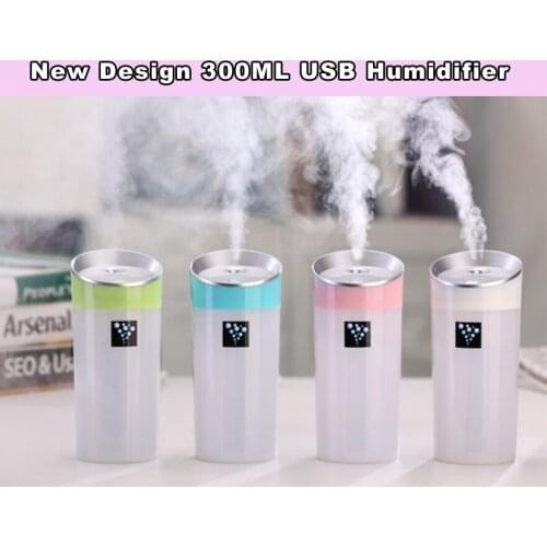 Negative Ion USB Humidifier 300ML Mist Maker Mini Car Office Household Ultrasonic Air Purifier with Unique LED Word Warm Night