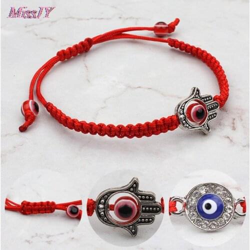 Handmade Braided Rope Bracelets Red Thread Evil Blue Eye Charm Bracelets Bring You Lucky Peaceful Bracelets Adjustable Length