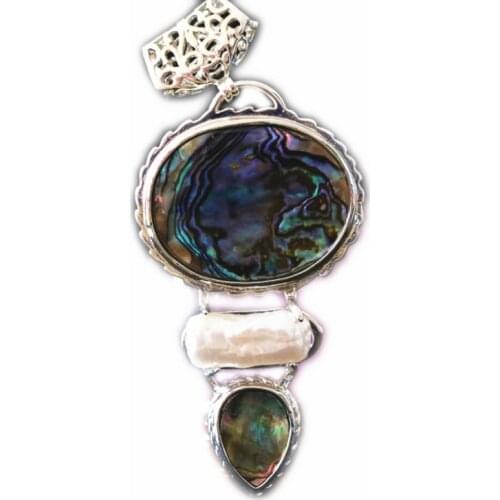 Nwew Fashion Charms Pendant Natural Abalone Shell Cat Eyes Beads Oval Vase 34x42mm Simple Pendants Diy Jewelry Making B1146