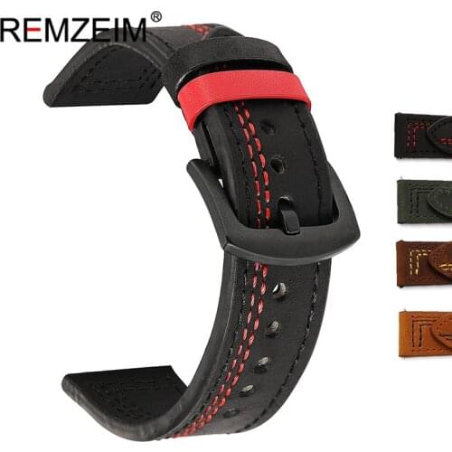 REMZEIM Genuine Leather Watchbands Quick Release Sport Men Women Watch Straps 20mm 22mm Replace Strap Watch Accessories