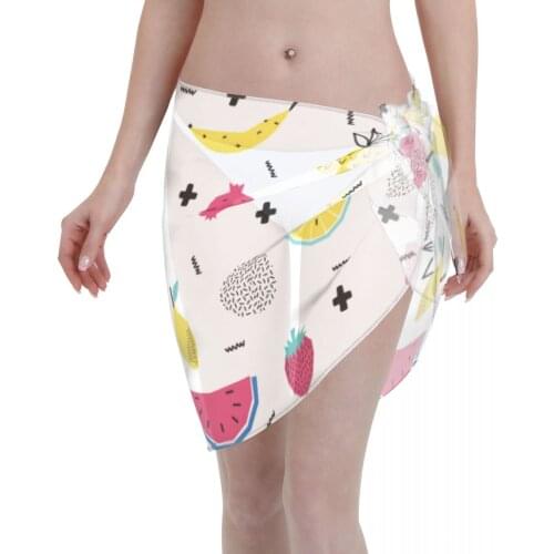 Sexy Beach Swimwear Pareo Scarf Cover Up Wrap Kaftan Sarong Beach Wear Watermelon Strawberry Fruits Bikinis Cover-Ups Skirts