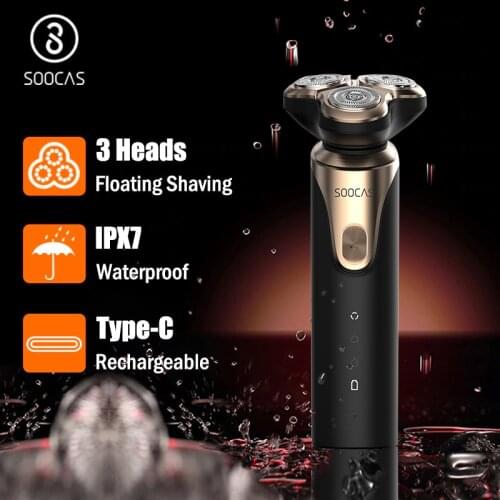 SOOCAS S3 Electric Shaver 3 Cutters Head Dry Wet Shaving Wireless USB Rechargeable Waterproof Razor For Men trimmer