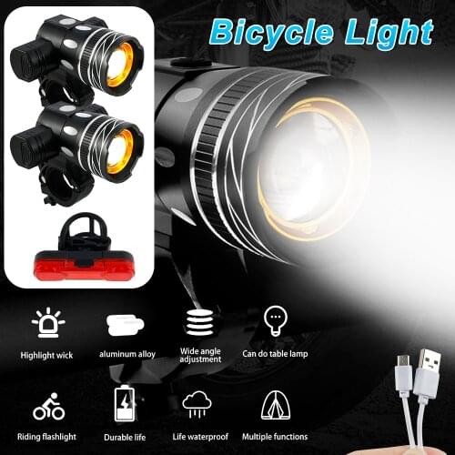 LED Bike Light Set Ultralight Flashlight Headlight MTB Bicycle Front Rear Light Lamp Cycling LED Flashlight Lantern Rechargeable