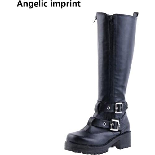 Angelic imprint mori girl Women motorcycle punk boots lady high heels lolita shoes woman princess dress party pumps 5cm 35-39