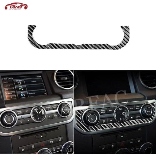Carbon Fiber Car Central Control Time Clock Panel Trim Cover Frame Strip Decal Sticker For Land Rover Discovery 4 LR4 2010-2016