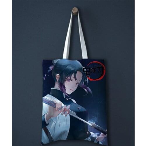 Unisex Anime Demon Slayer Kimetsu No Yaiba Cute Canvas Handbag Shopping Bags Cosplay Students School Knapsack Gifts Fashion Prop