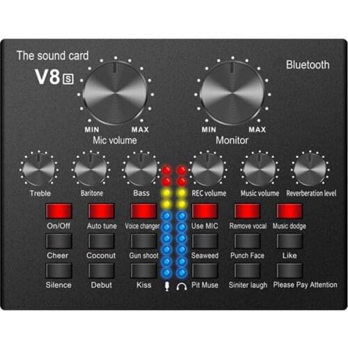 V8S Live External Bluetooth Sound Card SmartPhone Voice Changer 12 Kinds of Sound Effects 4 Mods for Android IOS Phone