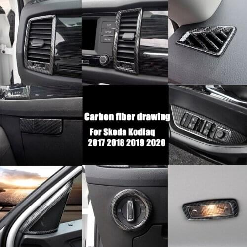 World Datong Interior Accessories Carbon fiber ABS Decoration Cover For Skoda Kodiaq 2017 2018 2019 2020