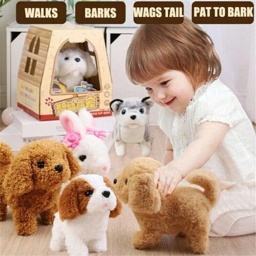 Fun Electronic Realistic Dog Plush Toy Walking Moving Barking Wagging Tail Puppy Robot Dog Childrens Toy Christmas Gift