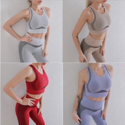 Women Sports Fitness 2pcs Suit Yoga Sets Women Gym Clothes Compressed Workout Leggings Thick and No Transparent Exercise Clothes