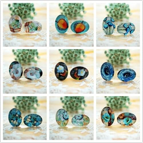 10PCS/lot Mixed oval 18x25mm Glass Cabochon for making charms key chain earrings necklace pins bookmark bracelet craft Supply