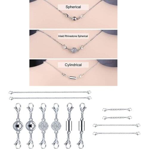 12x Silver Magnetic Clasps Jewellery Making Chain Extenders Clasp Connector