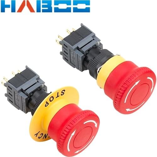 16mm red mushroom head emergency stop button switch