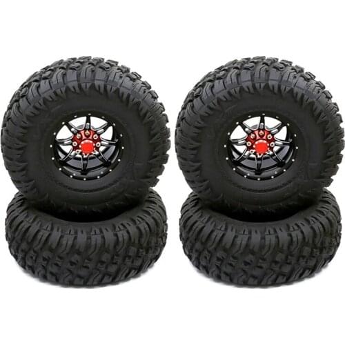 4Pcs 1.9 Beadlock Wheel Rim & Rubber Tires Set for 1/10 RC Crawler Car Axial SCX10 90046 AXI03007 Traxxas TRX-4 Parts