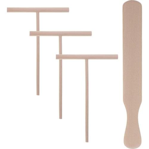 4Pcs/set Wooden Crepe Maker Spreader Home Kitchen Breakfast Crepe Pancake Maker Cooking Tool Kit