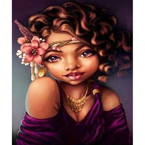 5D DIY Diamond Embroidery Cartoon Africa Women Diamond Painting Full Diamond Mosaic Needlework Crafts Home Paintings