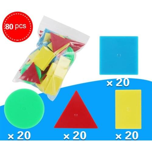 80Pcs/Set Geometry Blocks Counting Round Triangle Square Disc Teaching Aids