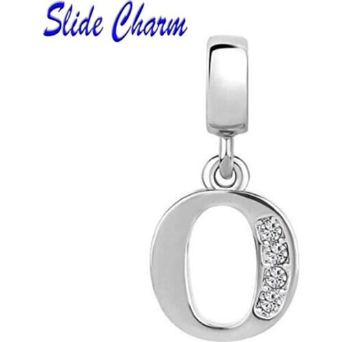 Free shipping Lucky Number 0 Charms Dangle Crystal Charms Beads fit Pandora charm bracelet women jewelry holiday gifts