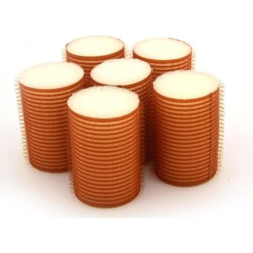 40mm 3pcs/BOX Hair Curlers for Long Hair Automatic sticky Sponge-core Bang Rollers No Heat Hair dressing Brown
