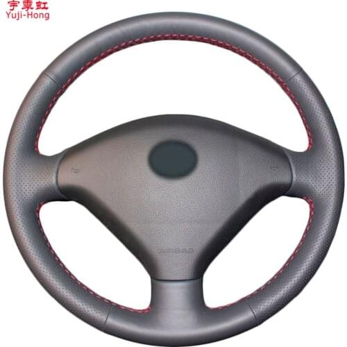 Yuji-Hong Artificial Leather Car Steering Covers Case for Peugeot 307 2004-2010 Hand-stitched Cover