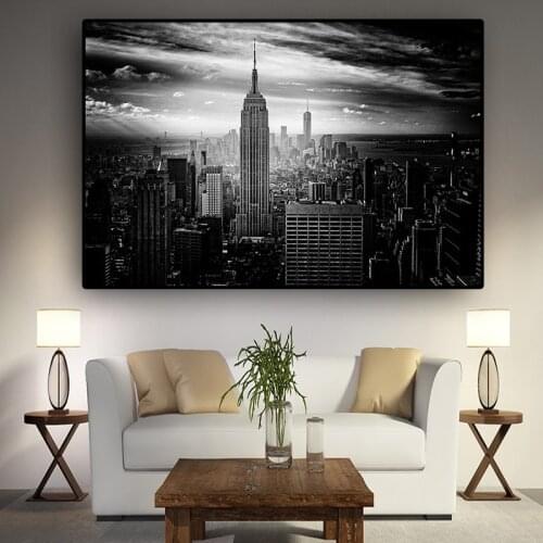 New York City Manhattan Black White Building Canvas Painting Posters and Prints Scandinavian Wall Art Picture for Living Room