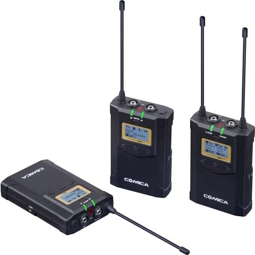 COMICA CVM-WM100 PLUS UHF 48-Channels Mono StereoReal-Time Monitoring Wireless MicrophoneDual-Transmitter and One Receiver MIC