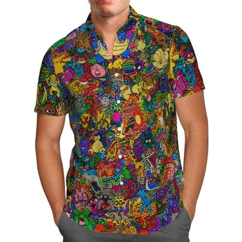 Color Anime 3D Beach Hawaii Summer 2021 Shirt Short Sleeve Shirt Streetwear Oversized 5XL Camisas De Hombre Blusa Masculina-20