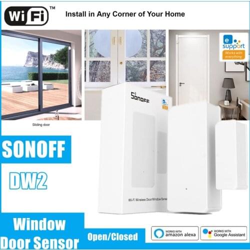 SONOFF DW2 WIFI Door Window Sensor Open/Closed Detector Smart Home Security Alarm Via eWeLink APP Control With Alexa Google Home