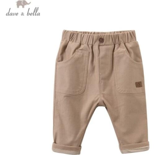 DBX14533 dave bella autumn baby boys fashion cartoon pockets pants children full length kids pants infant toddler trousers