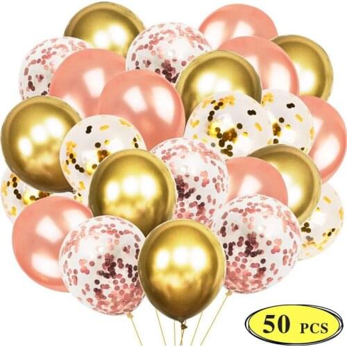 Baby Shower Party Bridal Wedding Anniversary Decoration Rose Gold Balloon Confetti Metallic Ballon Set 12inch Toys For Children