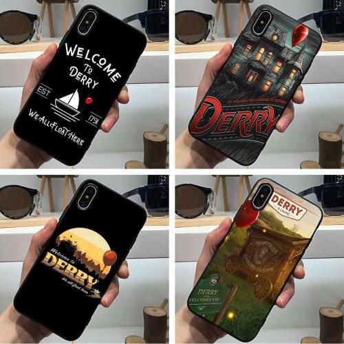 Welcome to Derry Phone Case Soft Cover Black for Iphone SE2020 11 Pro Max 6 7 8plus 5 X XS XR Xsmax and Samsung S10 S9 Series