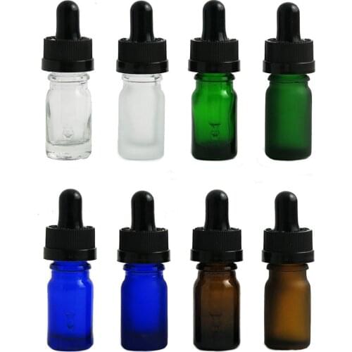20pcs5ml Small Amber Clear Glass Dropper Bottle Refillable Essential Oil Aromatherapy Perfume Container e Liquid Pipette Bottle