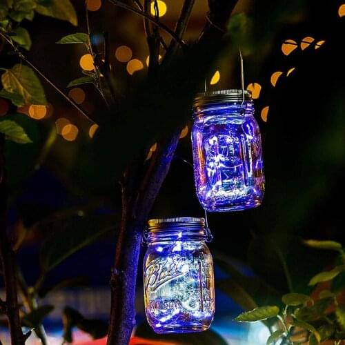 Solar Bottle Jar Light with Handles 2m 20 Led String Fairy Firefly Lights Lids for Christmas Patio,Lawn,Garden Decor-No Jars